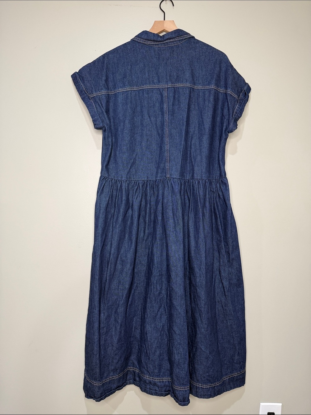Denim Midi Shirt Dress in Dark Blue - Picture 7 of 8